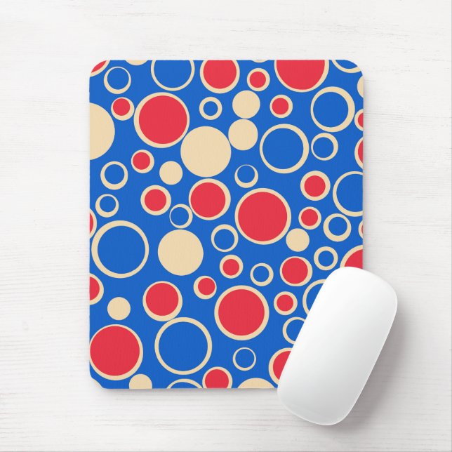 Mousepad Pontos Vermelhos E Azuis Em Azul (Com mouse)
