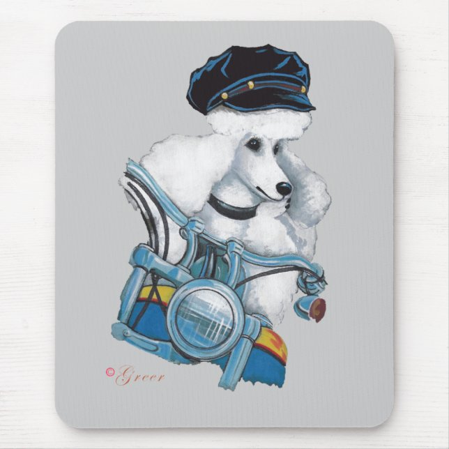 Mousepad Poodle do Pintinho Biker Branco - Personalizado (Frente)