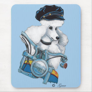 Mousepad Poodle do Pintinho Biker Branco - Personalizado