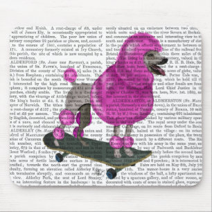 Mousepad Poodle e skate cor-de-rosa