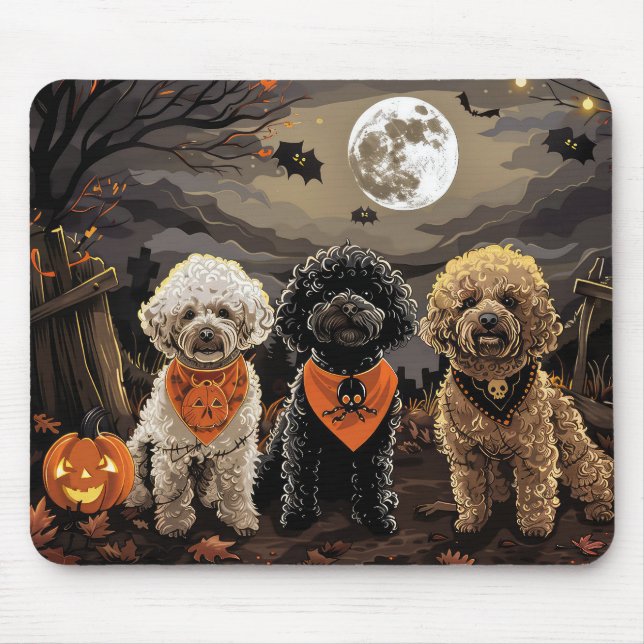 Mousepad Poodle Halloween Assustador (Frente)