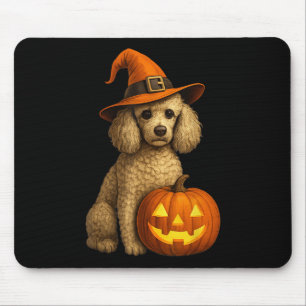 Mousepad Poodle Halloween Pumpkin Bruxa Bruxa Hat Dog Art F