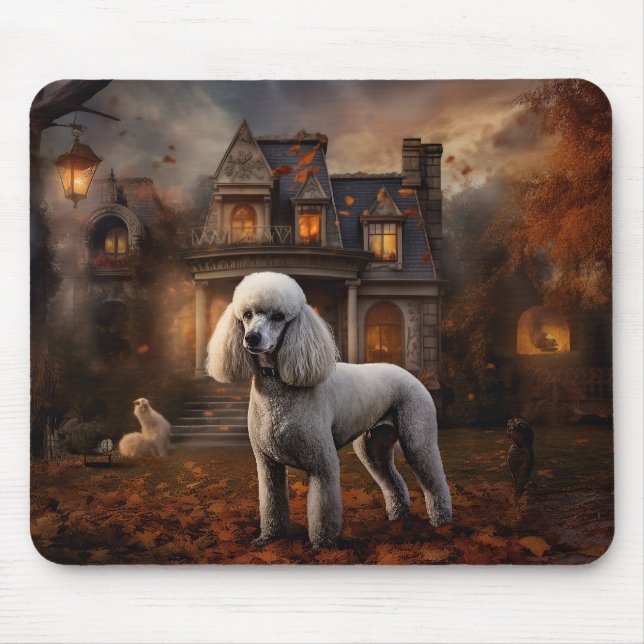 Mousepad Poodle Halloween Scary (Frente)