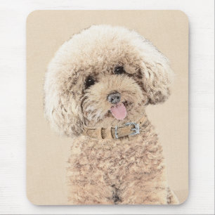 Mousepad Poodle Miniature Toy Apricot Cream Brown Dog Art