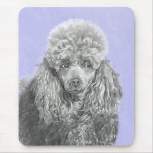 Mousepad Poodle Miniature Toy Silver Cinza Blue Dog Art