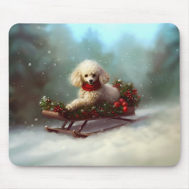 Mousepad Poodle Natal neve inverno (Frente)