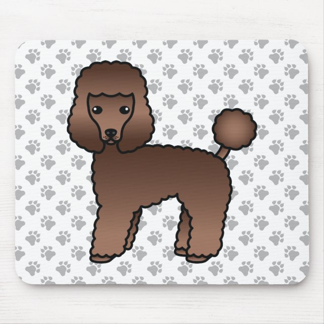 Mousepad Poodle Toy Marrom Fofo Cachorro Cartoon (Frente)