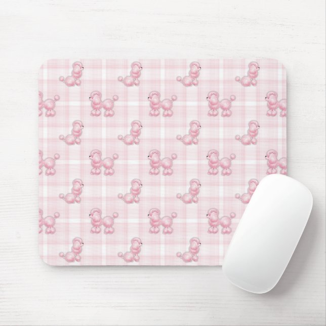 Mousepad Poodles Rosa Na Xadrez (Com mouse)