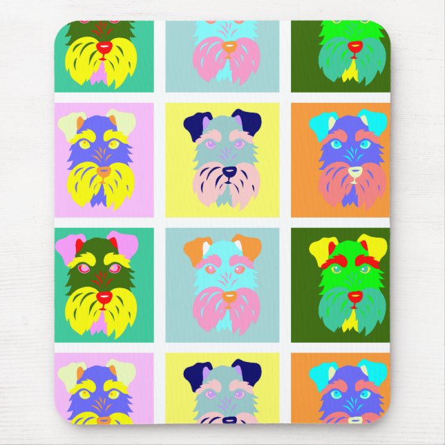 Mousepad Pop art do Schnauzer (Frente)