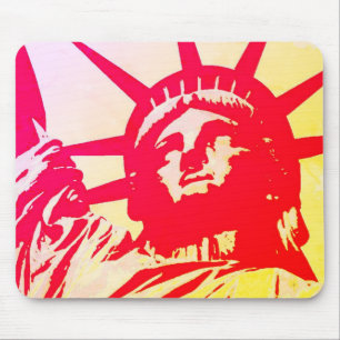 Mousepad Pop Art Lady Liberty Nova Iorque Red Yellow