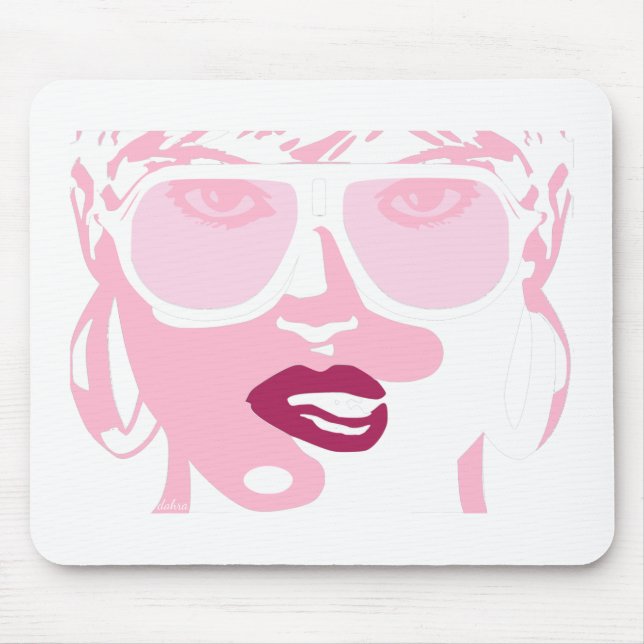 Mousepad Pop cor-de-rosa, mulher Bonito Óculos escuros Lábi (Frente)
