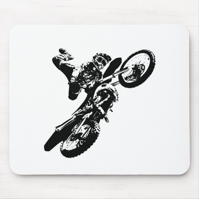 Mousepad Pop de Arte Branca Negra Motocross Motorcyesporte (Frente)