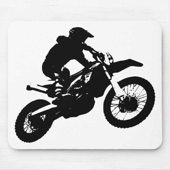 Mousepad Pop de Arte Branca Negra Motocross Motorcyesporte (Frente)