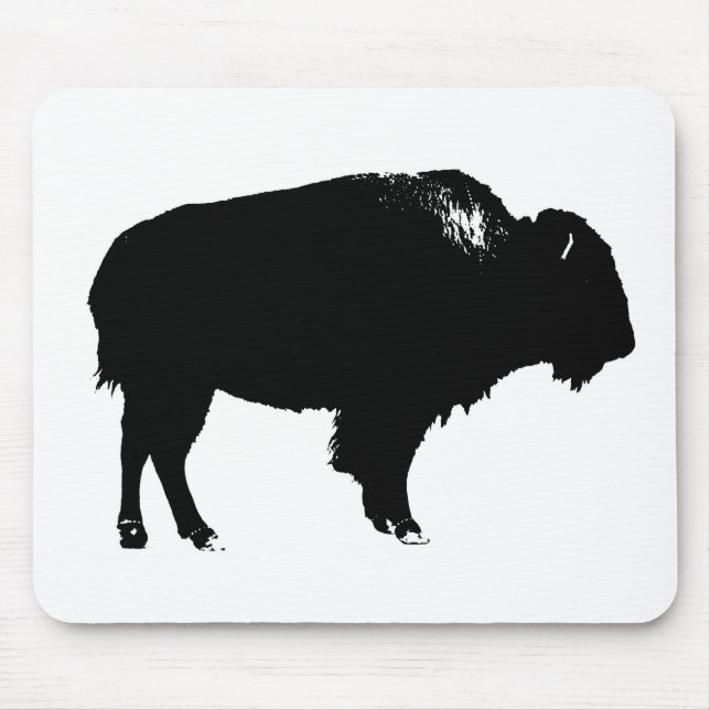 Mousepad Pop de Arte de Bison Bison Branco e Preto (Frente)