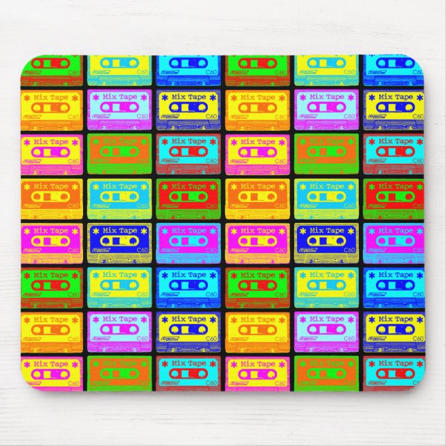 Mousepad Pop de fita de mistura psicodélica (Frente)