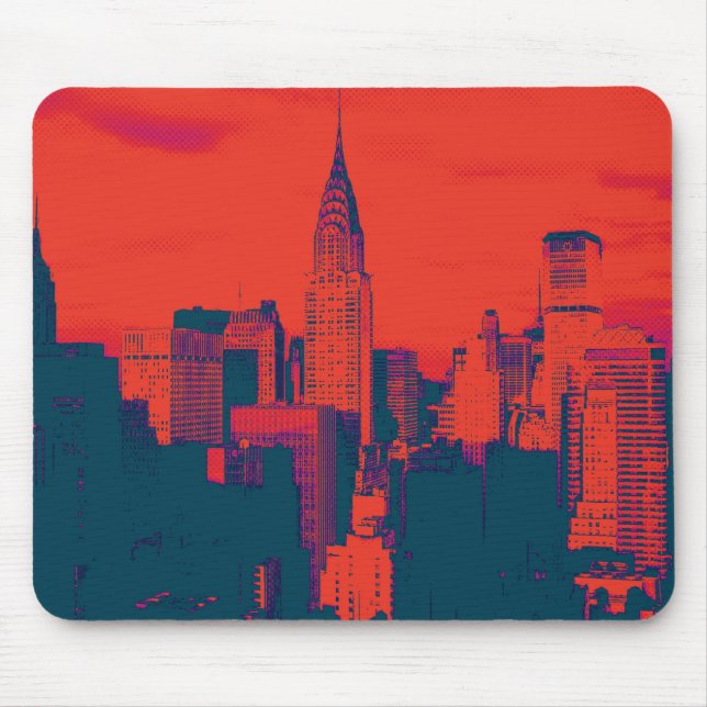 Mousepad Pop de Nova Iorque de Estilo Retro Vermelho Pontil (Frente)