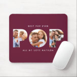 Mousepad Pop multifoto elegante burgundy moderno<br><div class="desc">Pop multifoto moderna,  moderna,  elegante presente de tipografia moderna contemporânea. Dia de os pais ideal,  aniversário ou presente de Natal. A cor da borgonha pode ser alterada.</div>