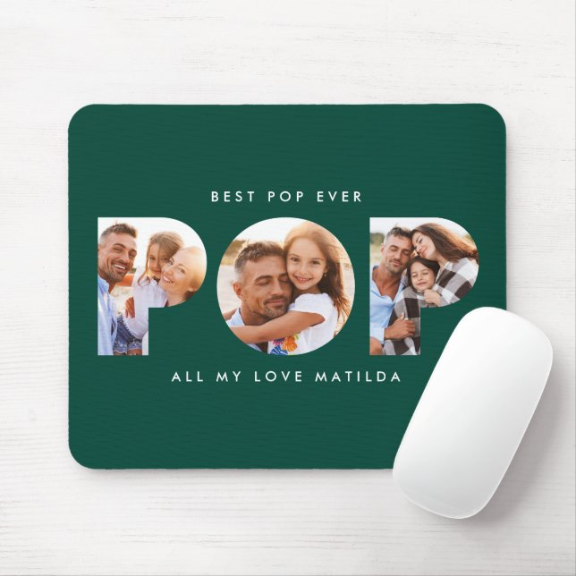 Mousepad Pop multifotografia - presente verde de tipografia (Com mouse)