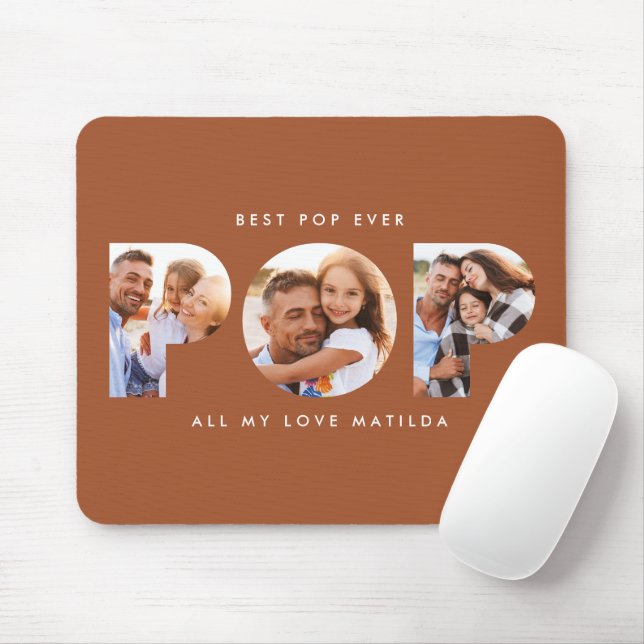Mousepad Pop multifotografia tipografia moderna terracotta (Com mouse)