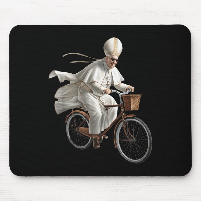 Mousepad Pope Riding Bike Bicycle Catholic Church Bible Scr (Frente)