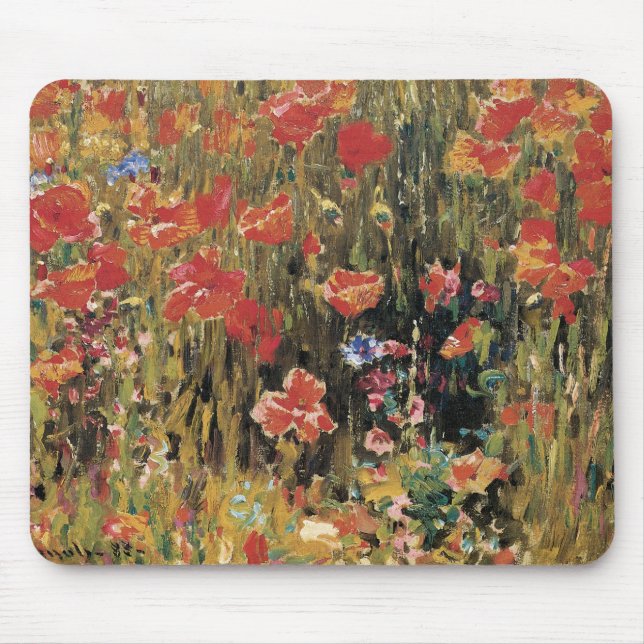 Mousepad Poppies de Robert Vonnoh, Impressionismo Vintage (Frente)