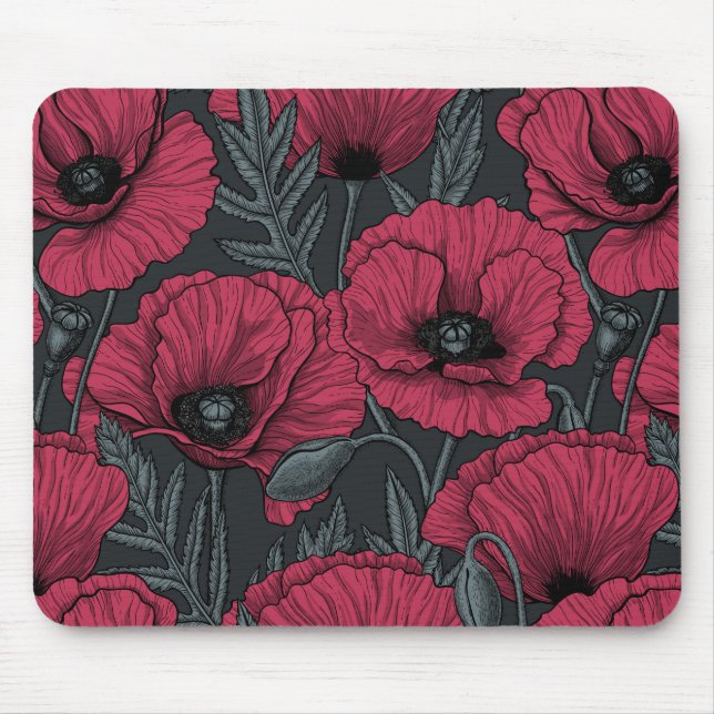Mousepad Poppies em Viva Magenta (Frente)