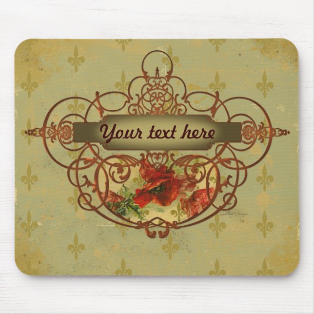 Mousepad Poppies Fleur de Lis Estilo Vitoriano (Frente)