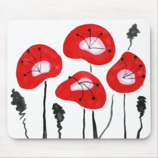 Mousepad Poppies vermelhos, moderno século médio brilhante,