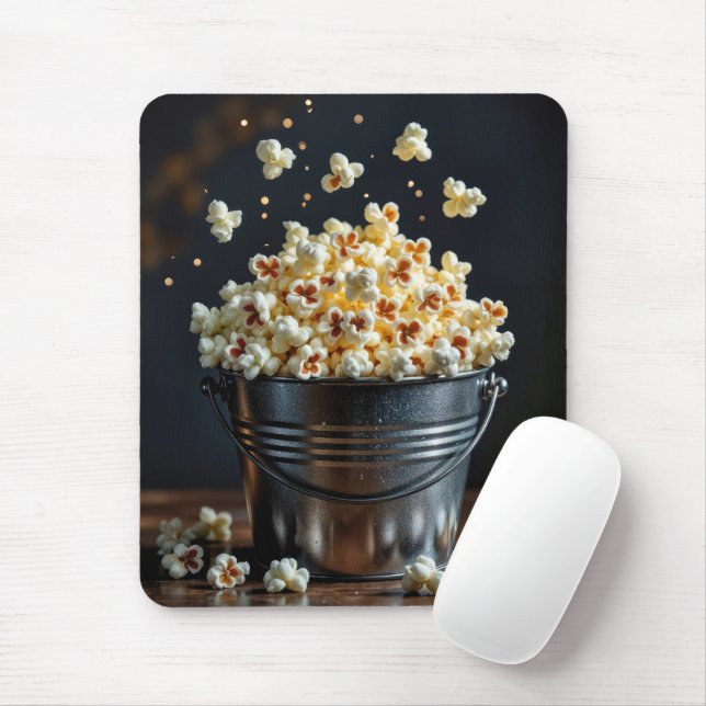 Mousepad Popping Popcorn In Metal Bucket (Com mouse)