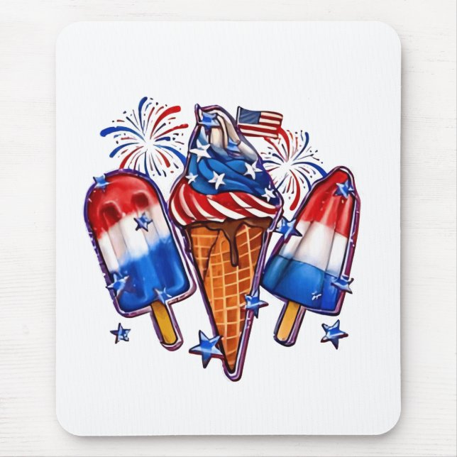 Mousepad Popsicles Patriótico Sorvete 4 de julho (Frente)