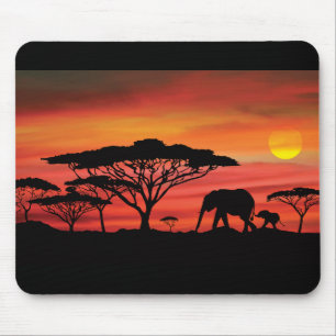 Mousepad Pôr do Sol Africano Elefante