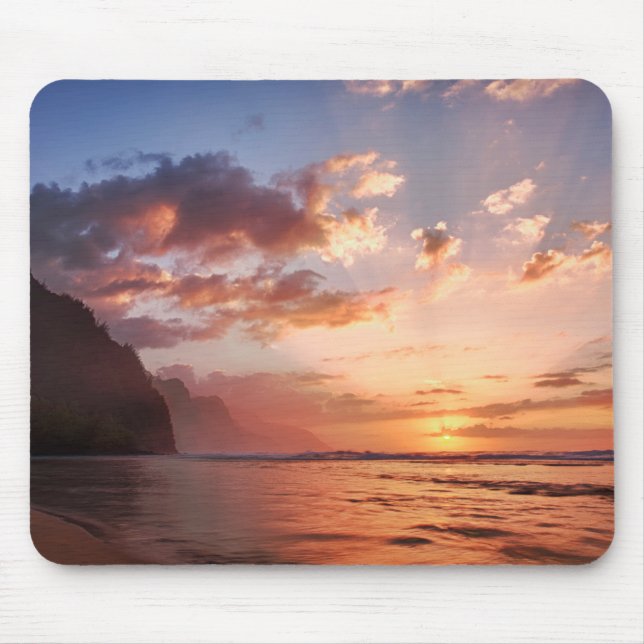 Mousepad Pôr do sol ao longo da costa de Kauai (Frente)