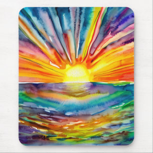 Mousepad Pôr do sol colorido vibrante sobre a água