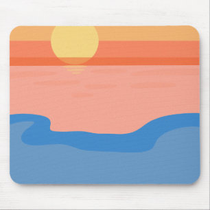 Mousepad Pôr do sol cor de laranja retrô minimalista
