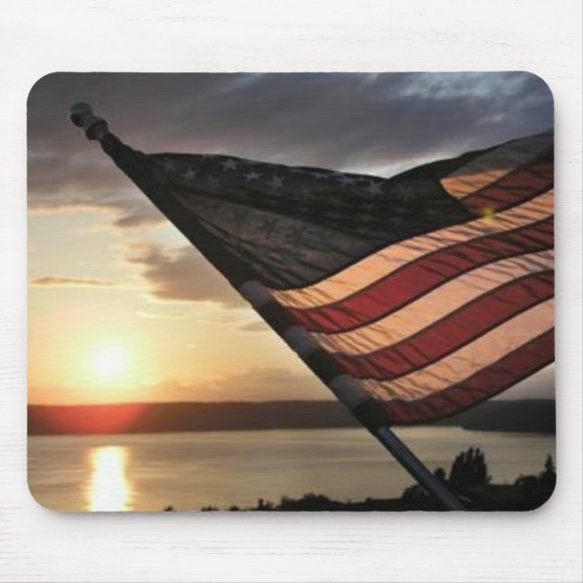 Mousepad Por do sol da bandeira americana (Frente)