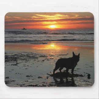 Mousepad Por do sol da praia do cão