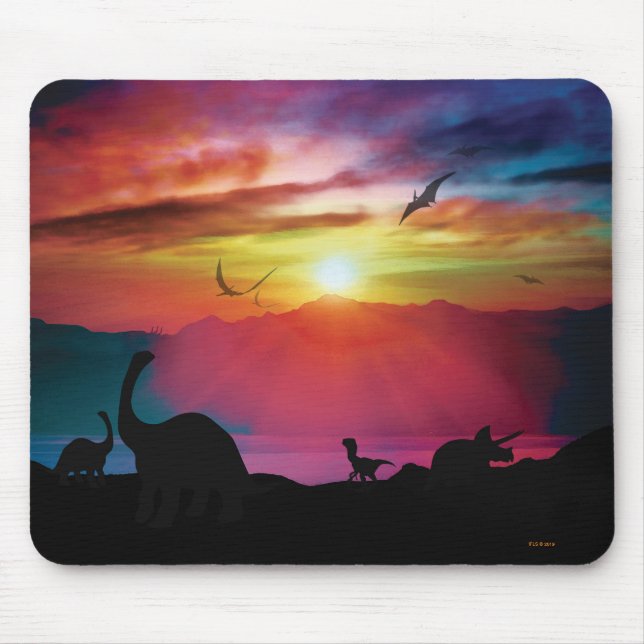 Mousepad Por do sol do dinossauro (Frente)