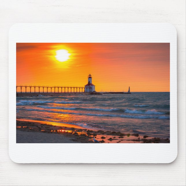 Mousepad Por do sol do farol (Frente)