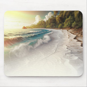 Mousepad Pôr do Sol na Praia Paradisíaca Rústica Litorânea