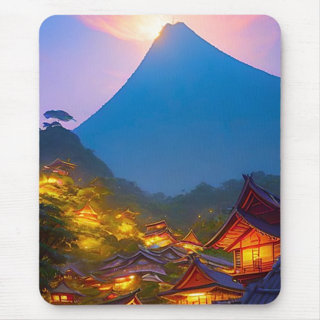 Mousepad Pôr do sol na vila indonésia  (Frente)