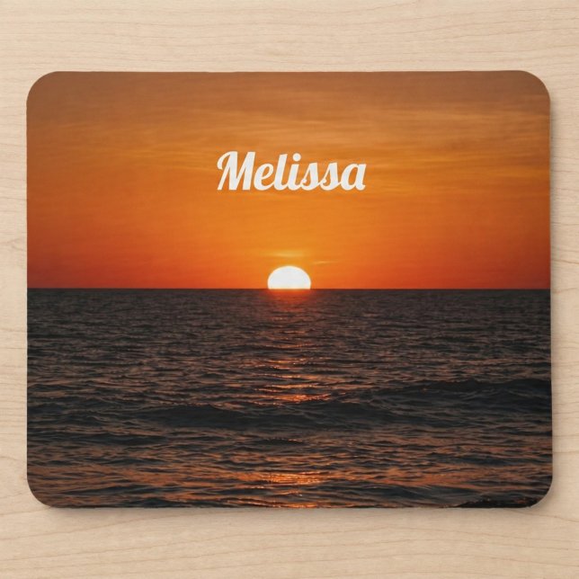 Mousepad Pôr do Sol Oceano Nome Personalizado (Criador carregado)