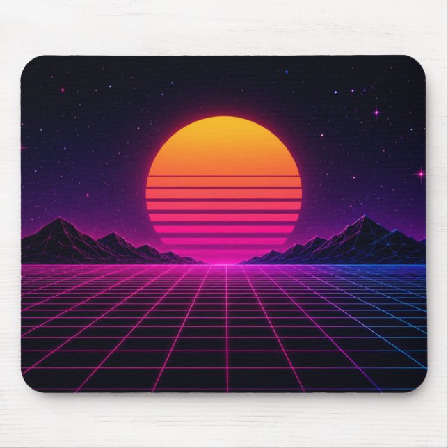 Mousepad Pôr do Sol Retro Synthwave (Frente)