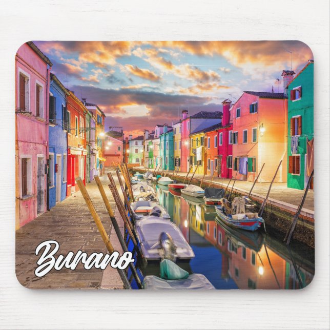 Mousepad Pôr do sol sobre a cidade de Burano, Itália (Frente)