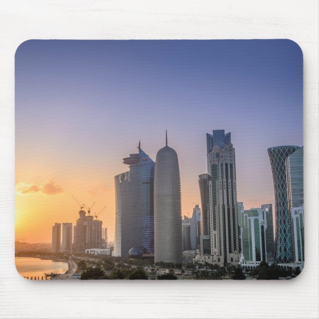 Mousepad Por do sol sobre a cidade de Doha, Qatar (Frente)