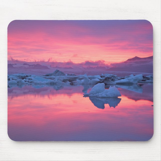Mousepad Pôr do sol sobre a lagoa glaciar Jokulsarlon (Frente)
