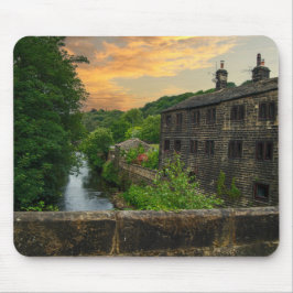 Mousepad Pôr do sol sobre a ponte Hawksclough, Mytholmroyd