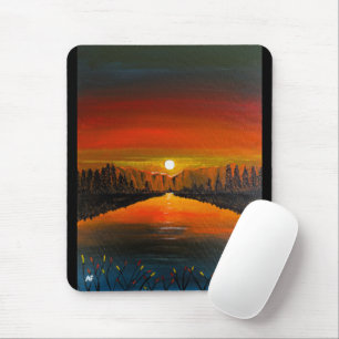 Mousepad Pôr do sol sobre o lago Canyon pintura de Alfred F