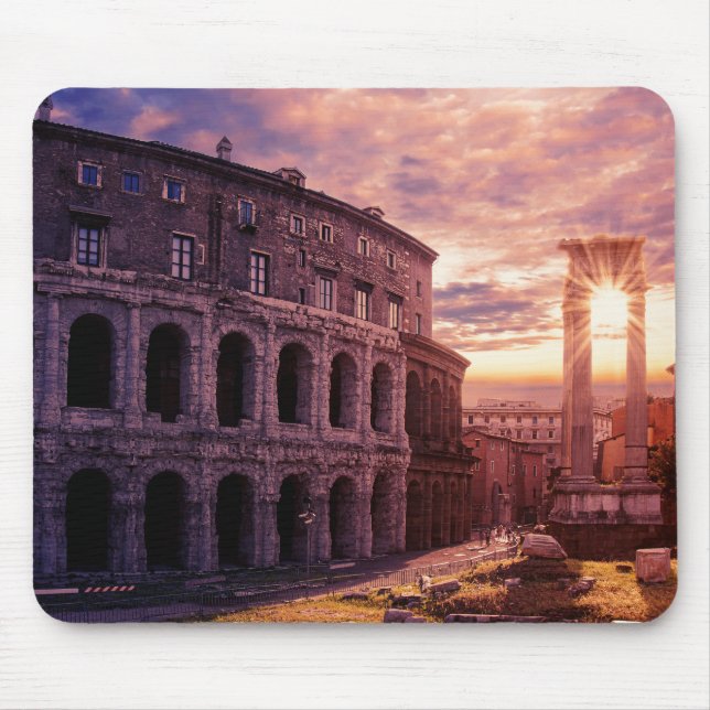 Mousepad Pôr do sol sobre Roma Coliseu em Roma (Frente)