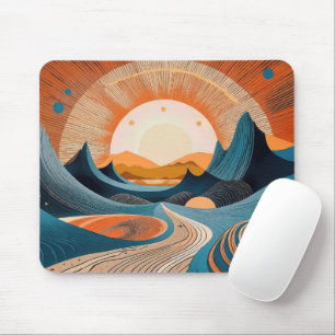 Mousepad Pôr do Sol Surreal no Deserto Abstrato