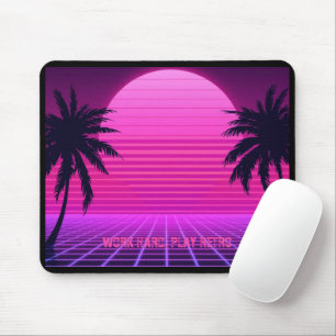 Mousepad Pôr do Sol Synthwave Estética Retro dos Anos 80 Gr